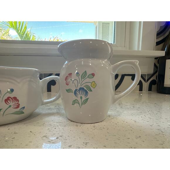 Vintage Hearthside Floral Expressions Stoneware Gravy Boat and Creamer - Picture 2 of 5